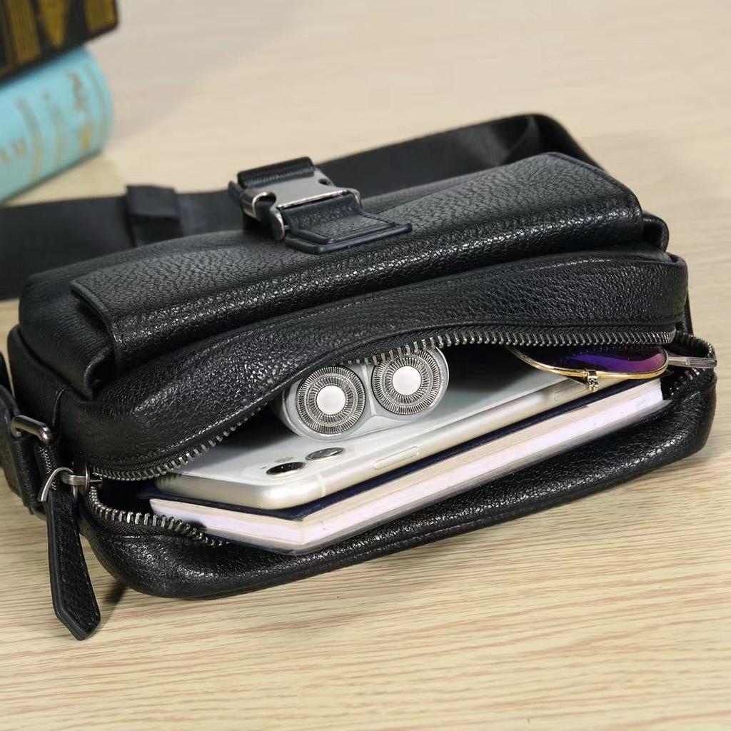 Men's Leather Shoulder Crossbody Bag Cross Mobile Phone Small Bag Outdoor Casual Cowhide Slanting Bag