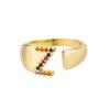 Rainbow Zircon Letter Rings For Women Mote Chunky Bred Letter AZ Rustfritt stål Ring Bryllup Boho Smykker Gave 2024