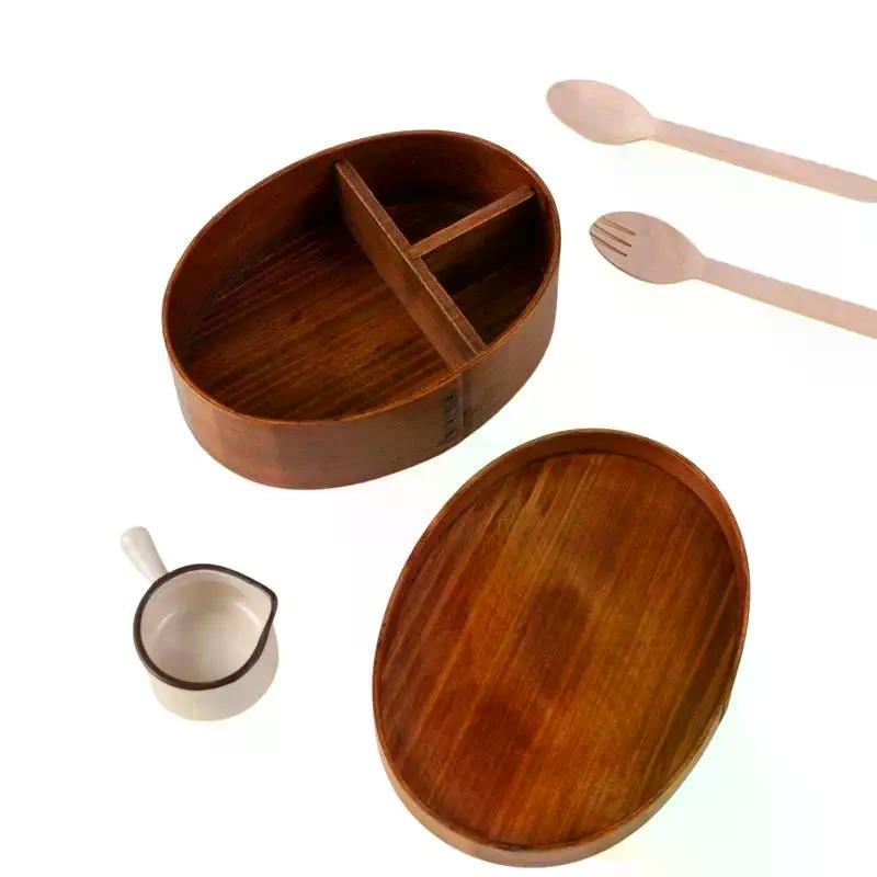 1 PCS Wooden Food Container, Japanese Style Bento, Children' S Lunch Box, School Tableware, Bowl Box