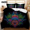 Animal Duvet Cover Set Gecko and Crane Bohemian Exotic Tribal Style Bedding Set Cool Animal Chic King Size Polyester Qulit Cover