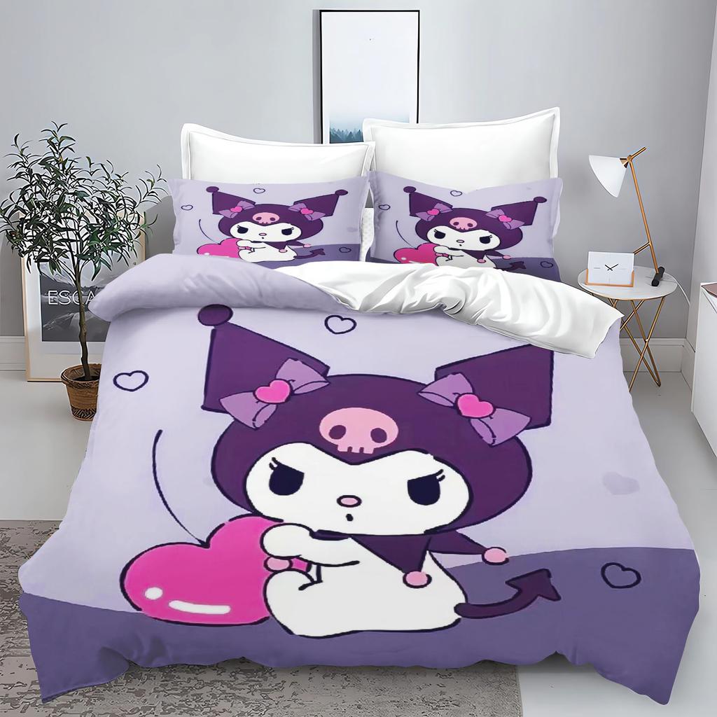 Kuromi My Melody Sanrio Series Printed Bedroom Bedding Set Duvet Cover Christmas Gifts Comforte Cartoon With Pillowcase