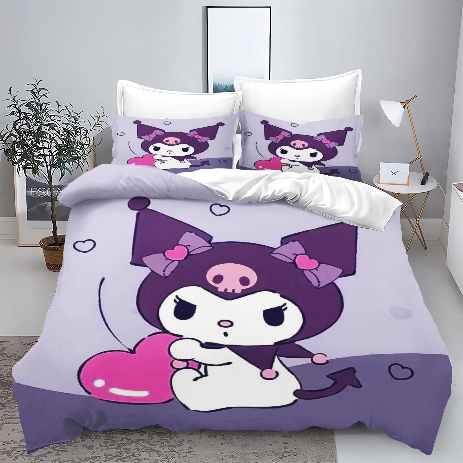 

Comforter Kuromi My Melody Sanrio Series Printed Bedroom Bedding Set Christmas Gifts Comforte Cartoon With Comforter (quilt)-EU Single(135*200cm)3pcs