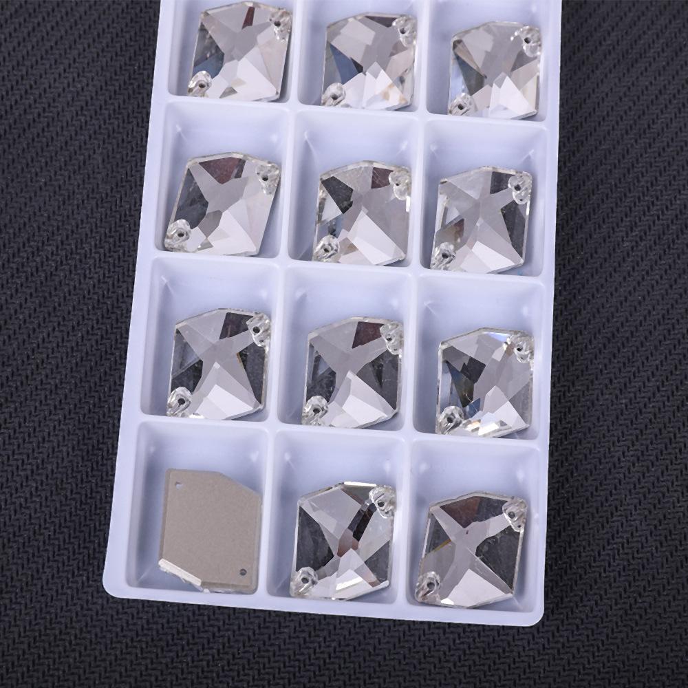 K9 Weichen Special-Shaped Flat-Bottomed Double-Hole Glass Hand-Sewn Drill, White Ab Special-Colored Clothing With Diamond Diy Crystal Drill