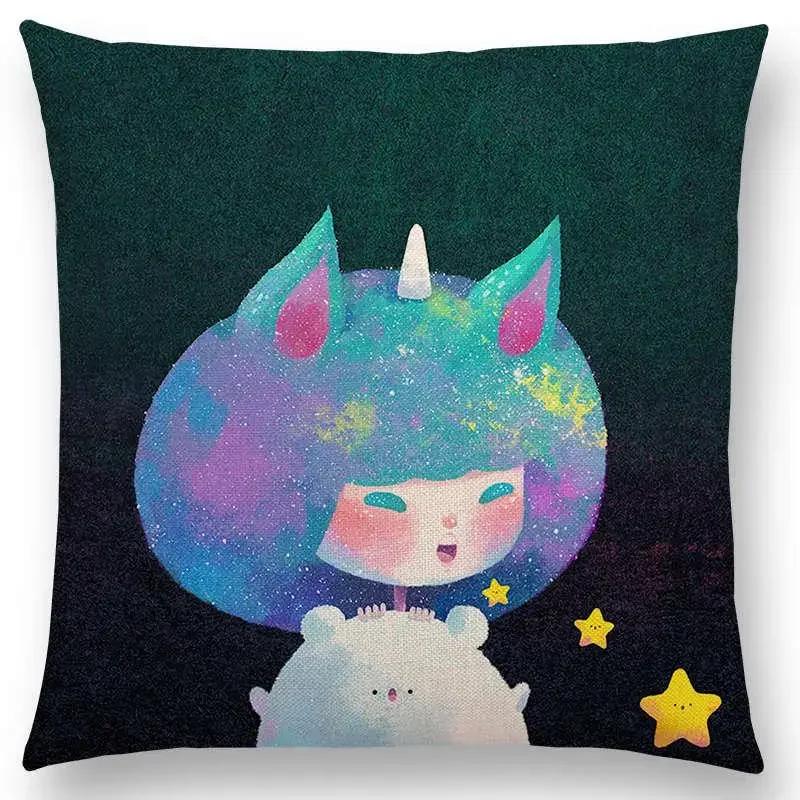 

Новое поступление Красочная мечта Милый мультяшный Теплая земля Прекрасные животные Льняная наволочка Домашний декор Автомобиль Диван Декоративная наволочка 66x66cm золотистый