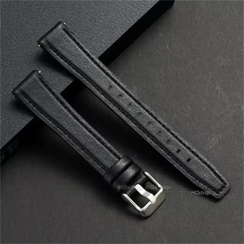 

Ultra-thin Leather Watch Band Silicone Wristbelt Soft Leather Bracelet Quick Release Universal Watchband 10mm 12mm 14mm 16mm 10mm чорний
