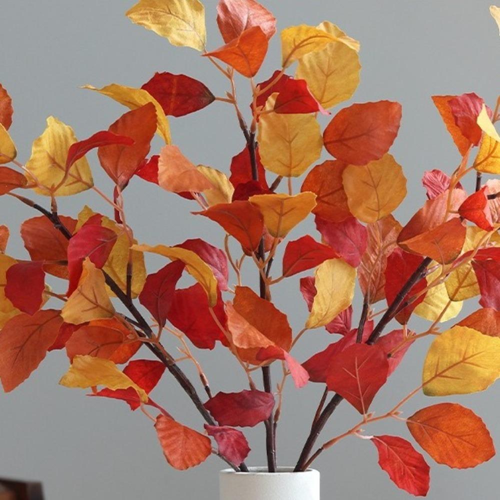 98cm Artificial Long Beech Branch Floral Green Plants Leaves Simulation Silk Beech Leaf  Hotel