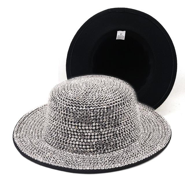 Fedoras Rhinestone Fedora Hat for Women Gemstone Fedoras Jazz Top Hat Winter Handmade Performance Hat Party Hat Jackson Hats