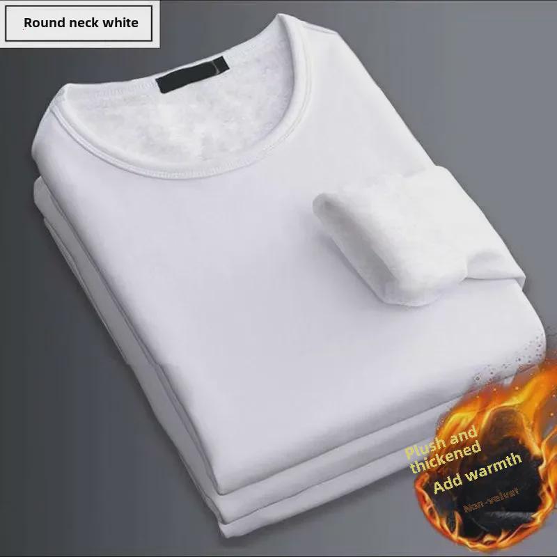 Men's Plus Size Thermal V-Neck Long-Sleeve Shirt: Slim Fit Fleece Top for Autumn and Winter