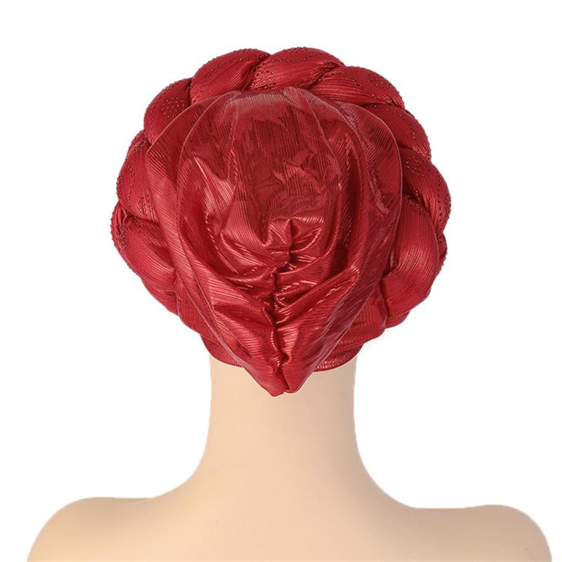 Glitter Rhinestone Braids African Headtie Women Turban Cap Head Wraps