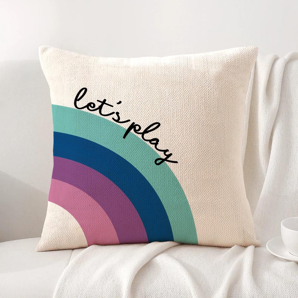 English Education Cushion Cover Natural Linen Organic Fabric DoubleSided Printing Sofa Home Decor Breathable Bed Pillow