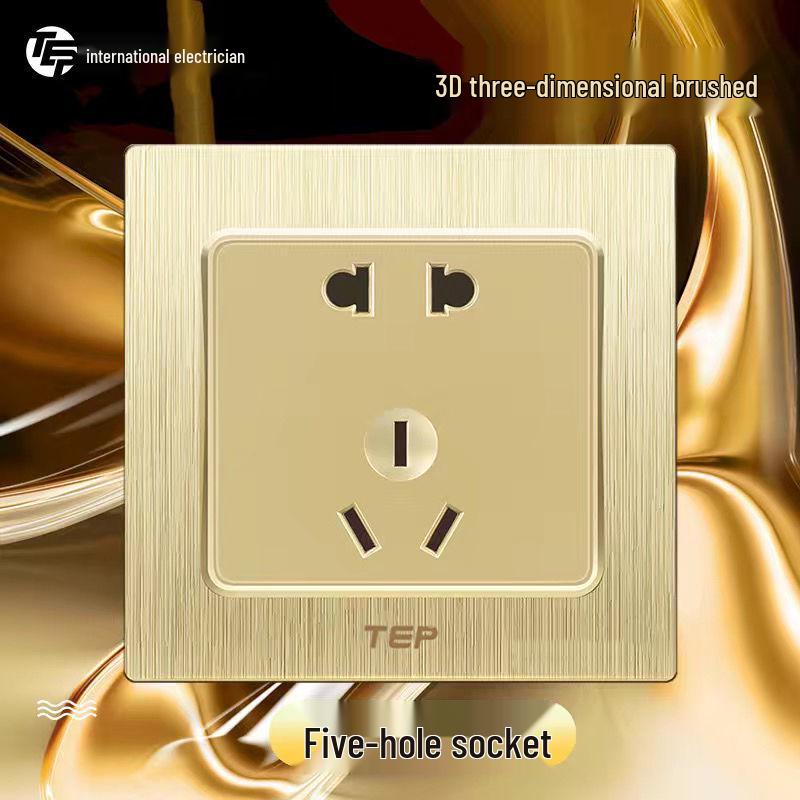 

Brushed Gold 86 Type Concealed Multi-Control USB 16A Air Conditioner Double Control Switch Socket Panel