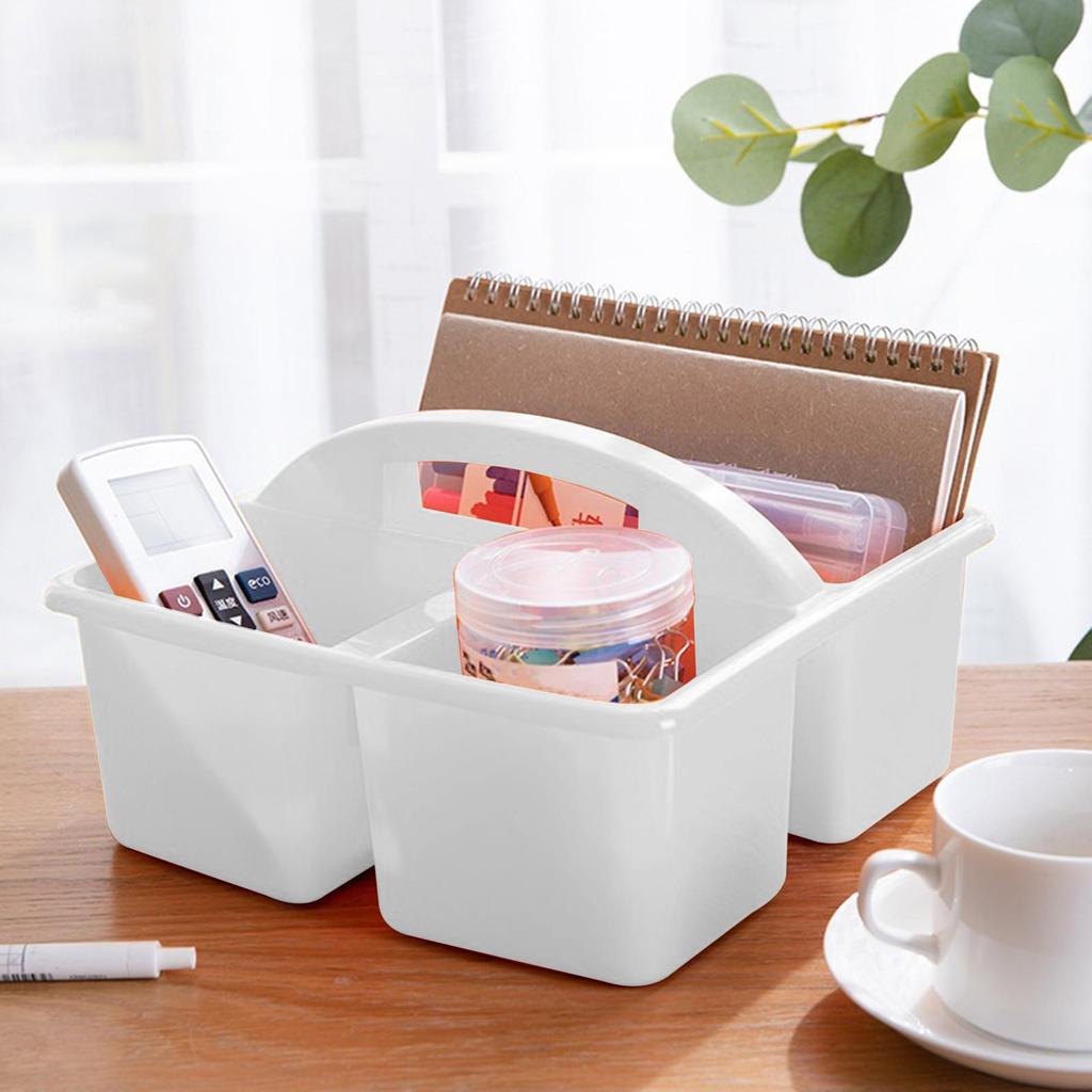 Desktop with Handles, Compartments Storage Basket Bin, Craft Storage Organizer Case, Classroom Storage