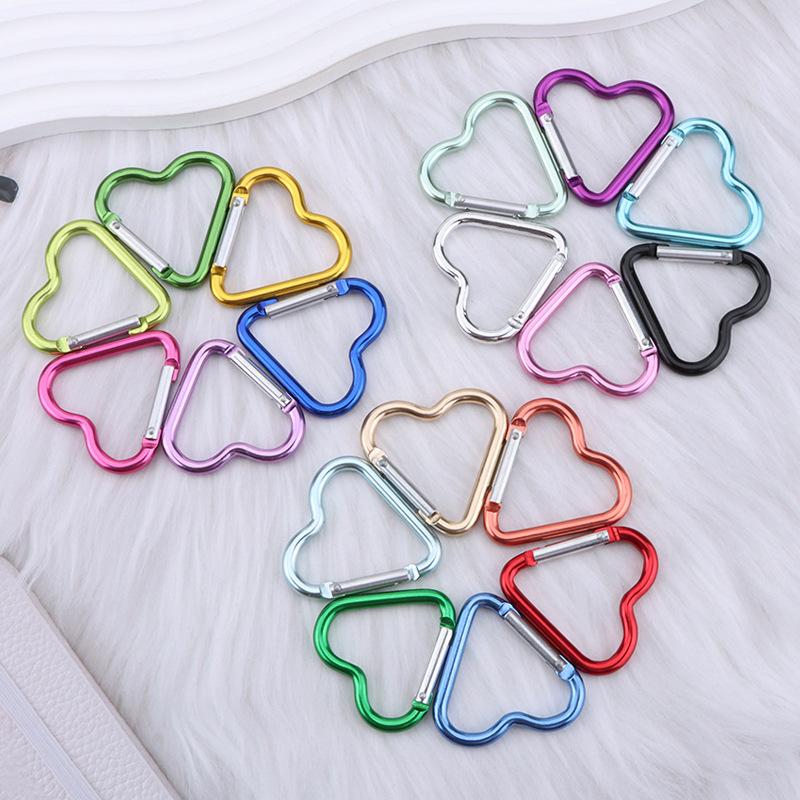Heart-shaped Aluminum Carabiner Keychain Clip Outdoor Tools Water Bottle Keyring Hook Climbing Camping Travel Kit Hook Accessory