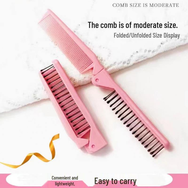 Portable 2-in-1 Foldable Hair Comb: Compact & Cute for On-the-Go Styling