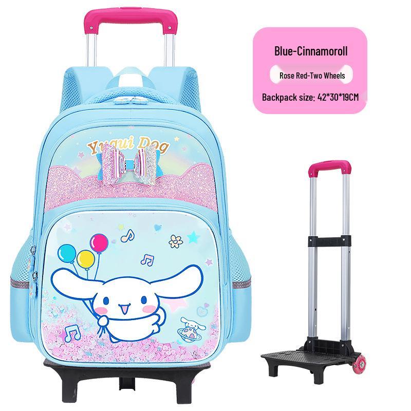 Lightweight Trolley Schoolbag for Primary School Girls - Large Capacity Backpack for Grades 1-6