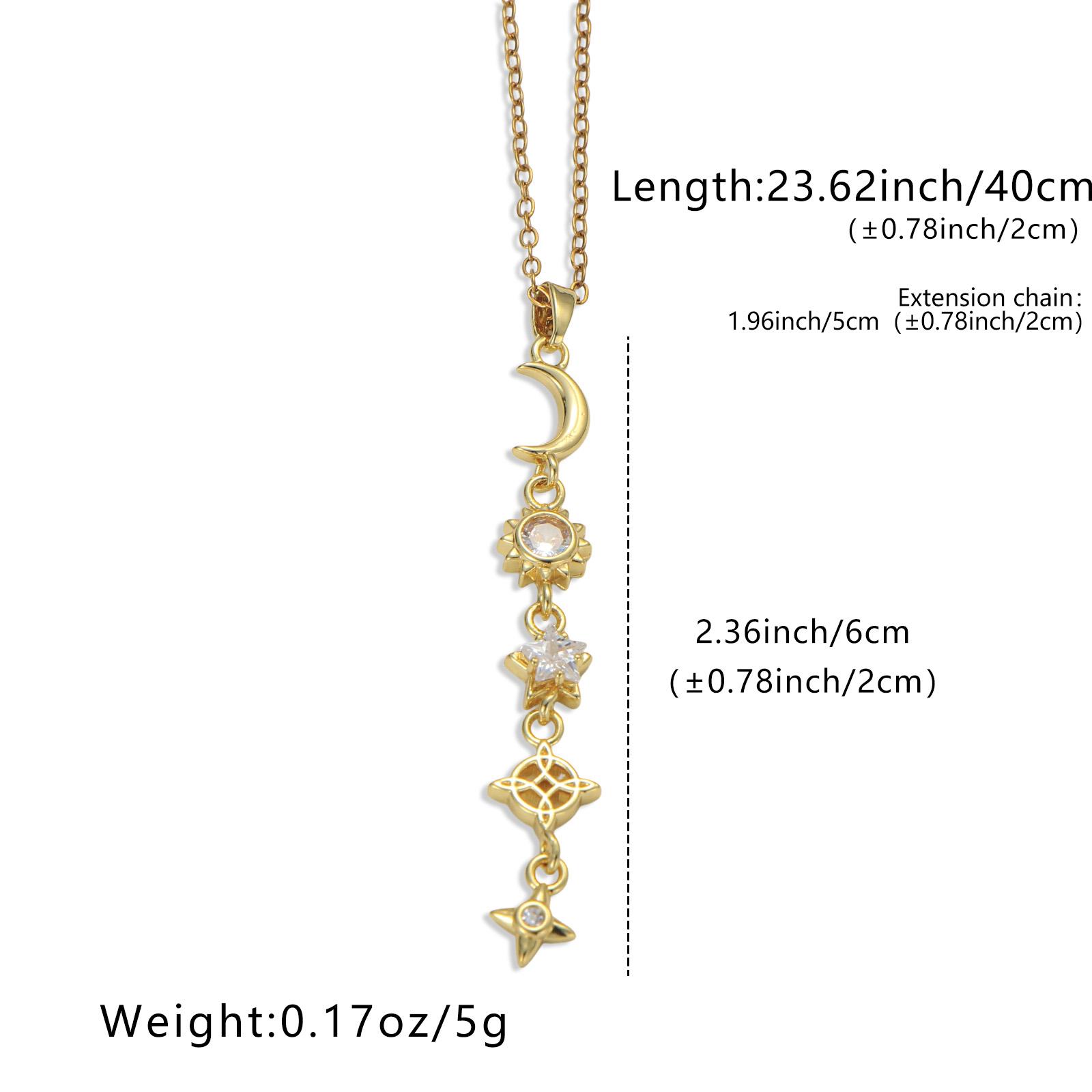 

Golden Moon Sun Star Pendant Necklace for Women CZ Zircon Celestial Long Chain Necklace Fashion Jewelry Gift золотистый