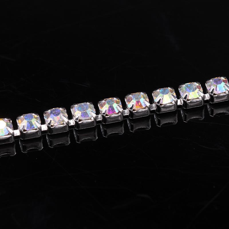 2-6mm Iridescent White Rhinestone Chain for DIY Jewelry & Phone Case Decoration