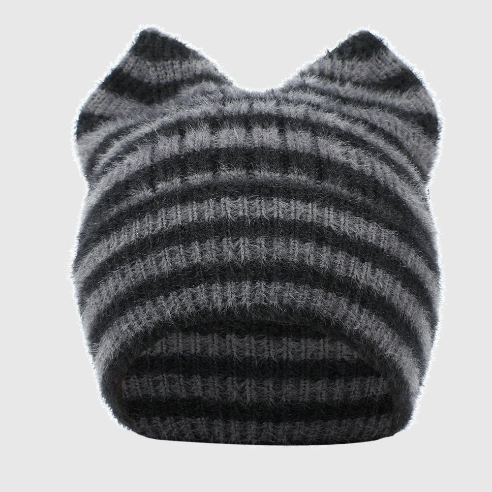 Winter Cat Ears Beanie Hat Soft Ear Protection Wool Cap Casual Wool Knitted Cap Outdoor Wear