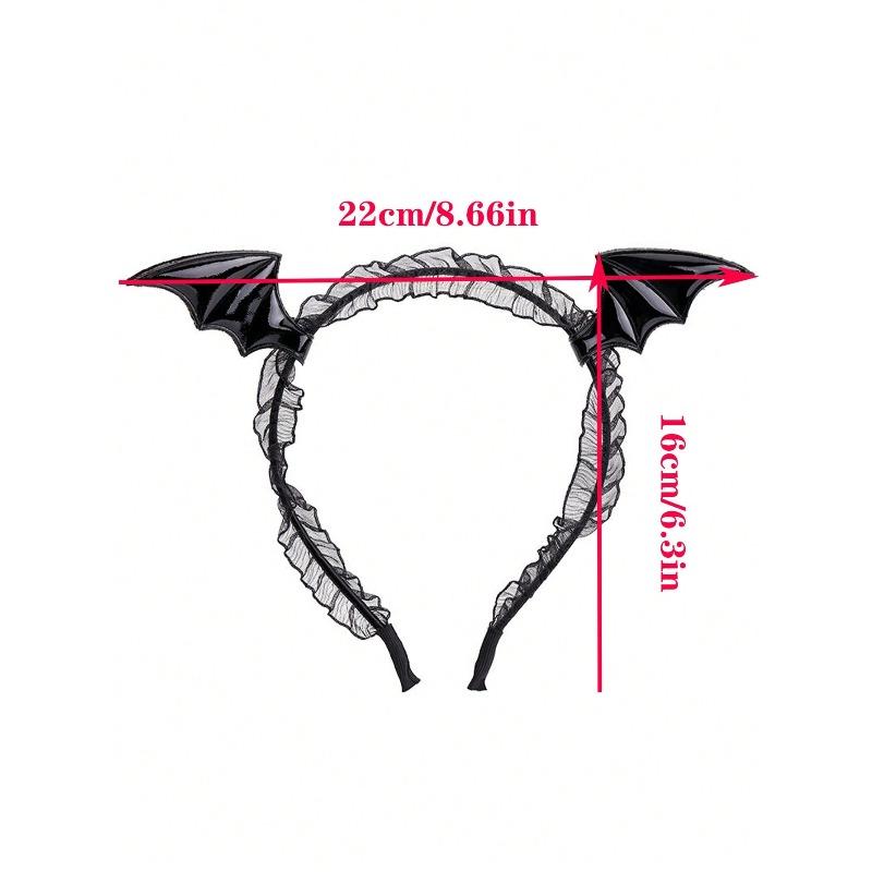Vintage Halloween Bat Wing Headband - Elegant Lace Design in Black and Red, Suitable for Halloween Costumes, Role Play, Party Accessories