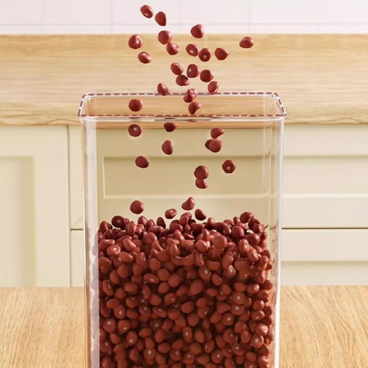 Rectangular Food Grade Storage Container Press Close Vacuum Seal Stackable Space Efficient Kitchen Organizers Use