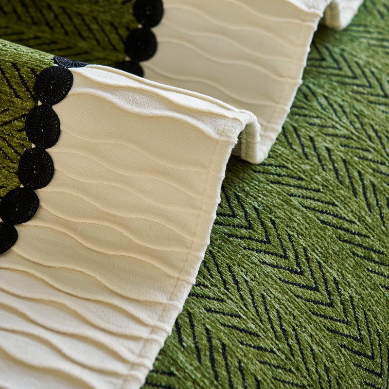 Light French Cream Wind Sofa Cushion  New Fish Bone Pattern Chenille Leather Sofa Non-Slip Backrest Cover Cloth Towel