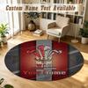 Round Rug Custom NameWales Rugby Pattern Non Slip Carpet Home Floor Decor