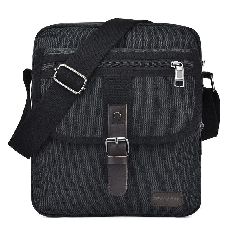 

Мужская многофункциональная холщовая сумка кроссбоди большой вместимости чёрный
