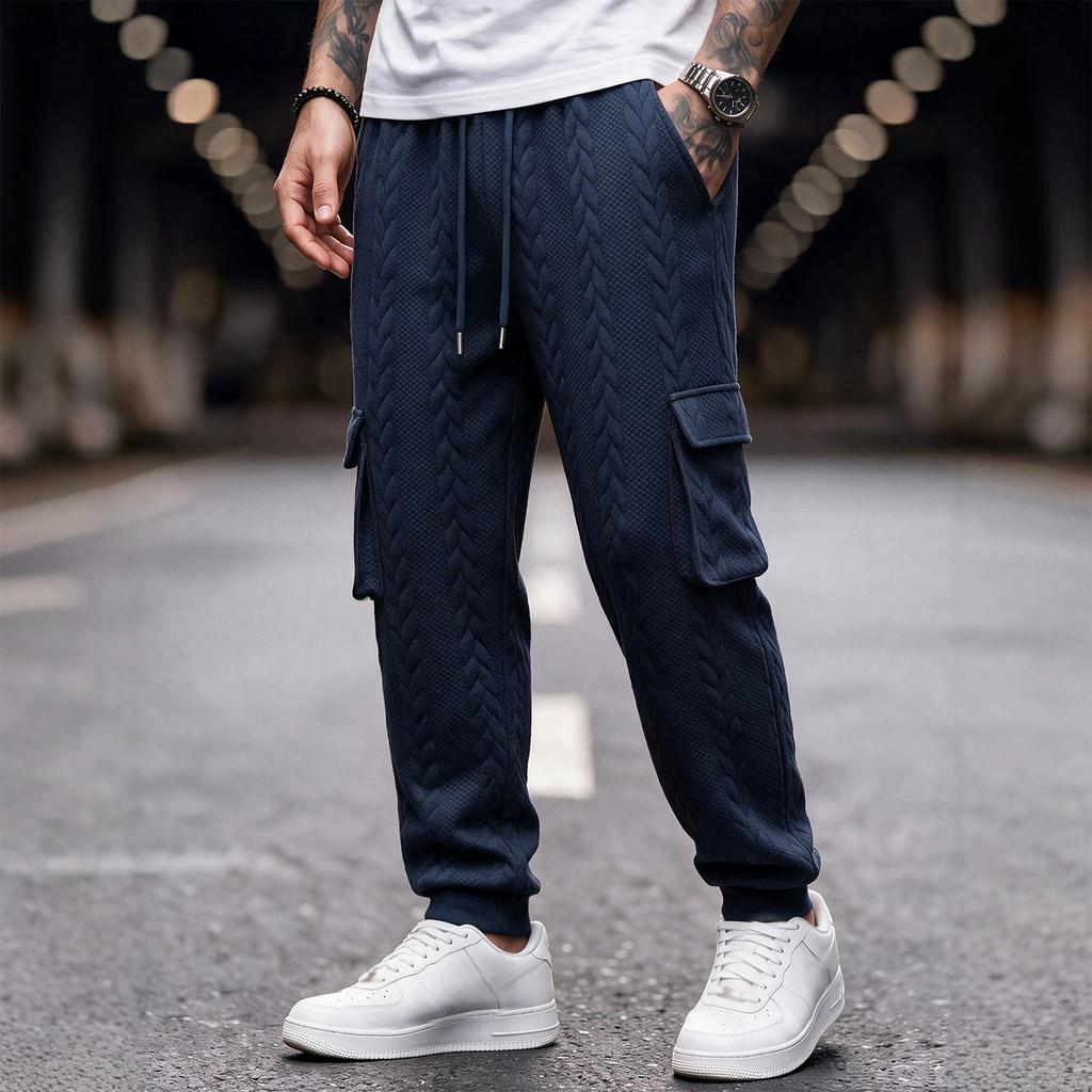 Men's Casual Loose Fit Cargo Pants with Tapered Leg and Multicolor for Spring and