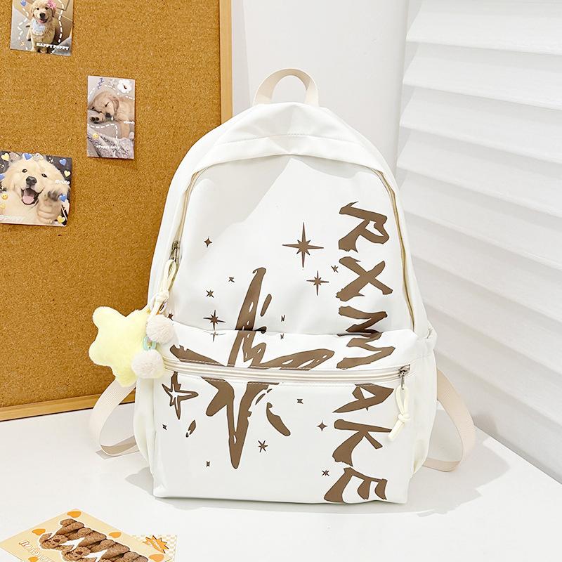 

New four-color printed backpack, youth campus cute sister, the same student schoolbag for women, light going out leisure backpack single bag (without pendant) хакі