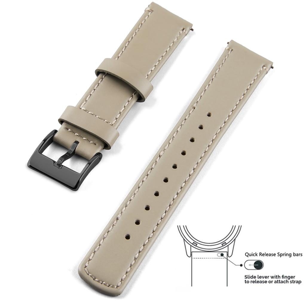 Genuine Leather Top Grain Watch Band, Quick Release 20mm/22mm Watch Strap, Fits Samsung Galaxy Watch, Men and Women Watch band