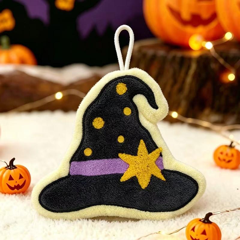 Halloween Hand Towel Cartoon Pumpkin Ghost Bat Handkerchief Halloween Absorbent Towel Kitchen Hanging Towel Bathroom Handcloth