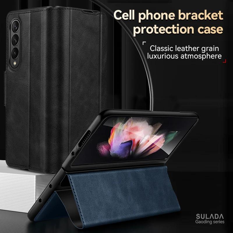 Shockproof Full Cover Leather Case for Samsung Galaxy Z Fold 4 3 Fold4 Fold3 5G Fold5 Fold2 Fold 5 2 Card Pocket Phone Cover