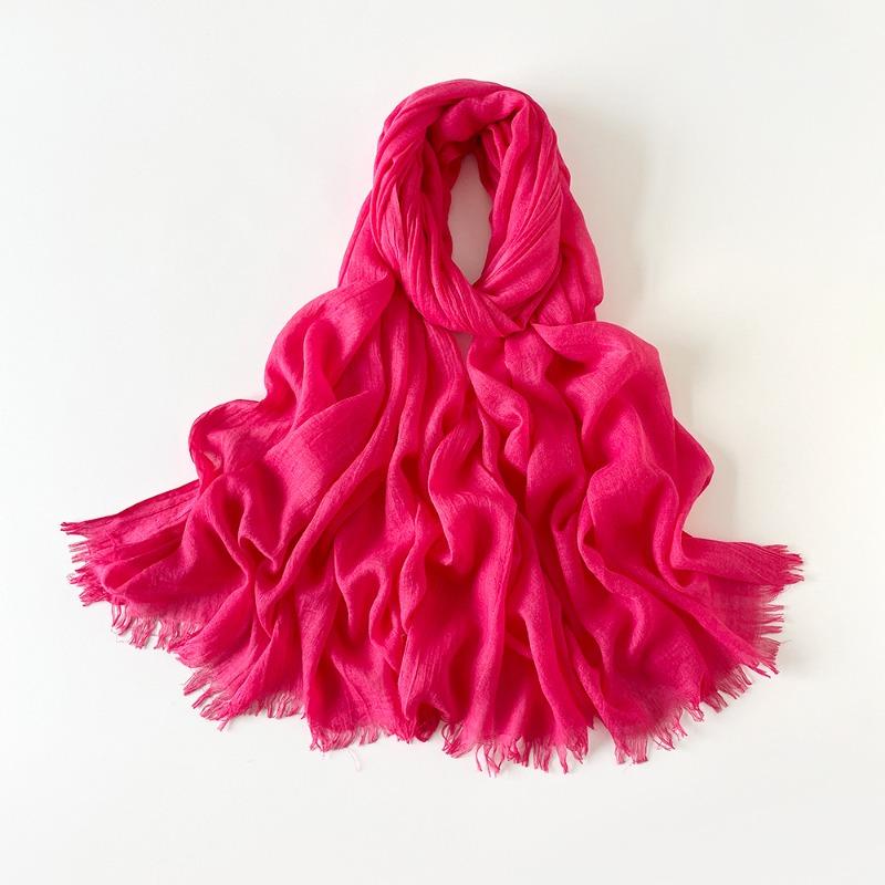 Solid Color Scarf Shawl Fashion Literary Cotton and Linen Scarf Red Silk Scarf Women's Desert Travel Shawl