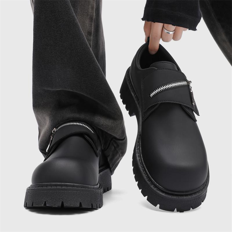 Fashion Student Shoe Office Loafers Black Shoes Kerae Fashion Thick Bottom Men's Business Patent Leather Shoe Slip-on Tassel Shoes