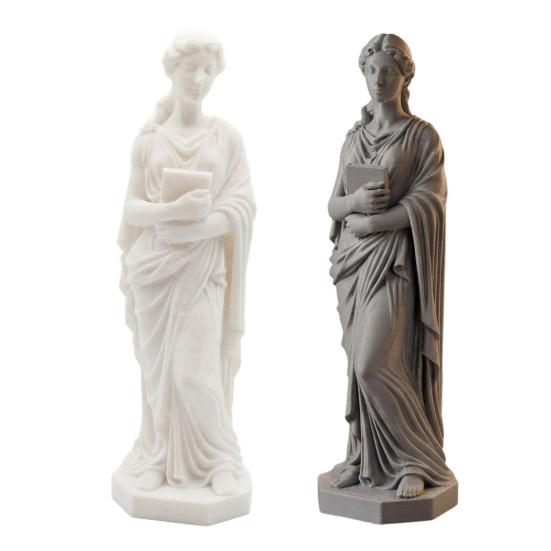 3D Printed Goddess Figurine Greek Mythology Holding Book Sculpture for Living Room Home Desk Shelf Decor