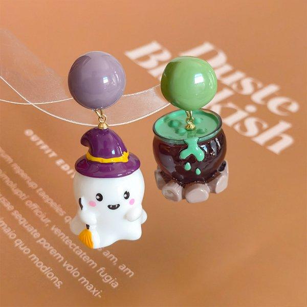 Halloween Cute Resin Ghost Pumpkin Earrings Stud For Women Cartoon Bat Pendant Earring Girl Friendship Party Jewelry Party Gift