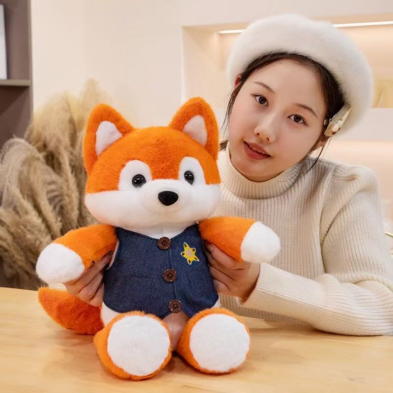 30/45cm New Simulated Dress Up Fox Doll Soft Filled Plush Toy Cartoon Anime Cute Pillow for Children's Birthday Gift Fun Doll
