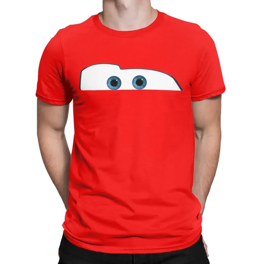 Unique Clothing Lightning McQueen Eyes T-Shirts for Casual Pure Cotton Tee Shirt Round Collar Short Sleeve T Shirts harajuku