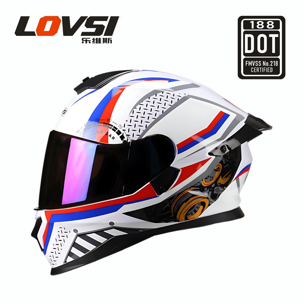 Men's and Women's Double Lenses Big Tail Motorcycle Riding Winter Cool Personality Full Helmet