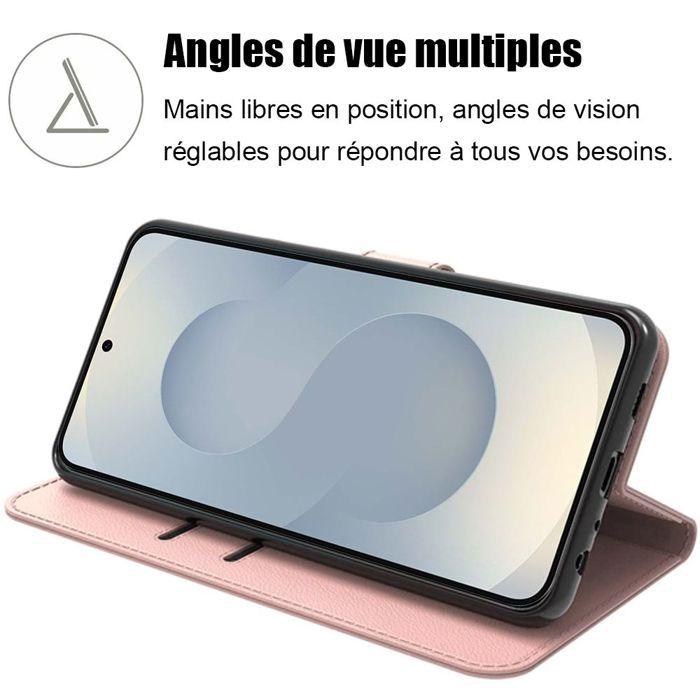 Coque de protection - BOOLING - pour Samsung Galaxy S25 Plus - Antichoc - Cuir Synthétique - Rose