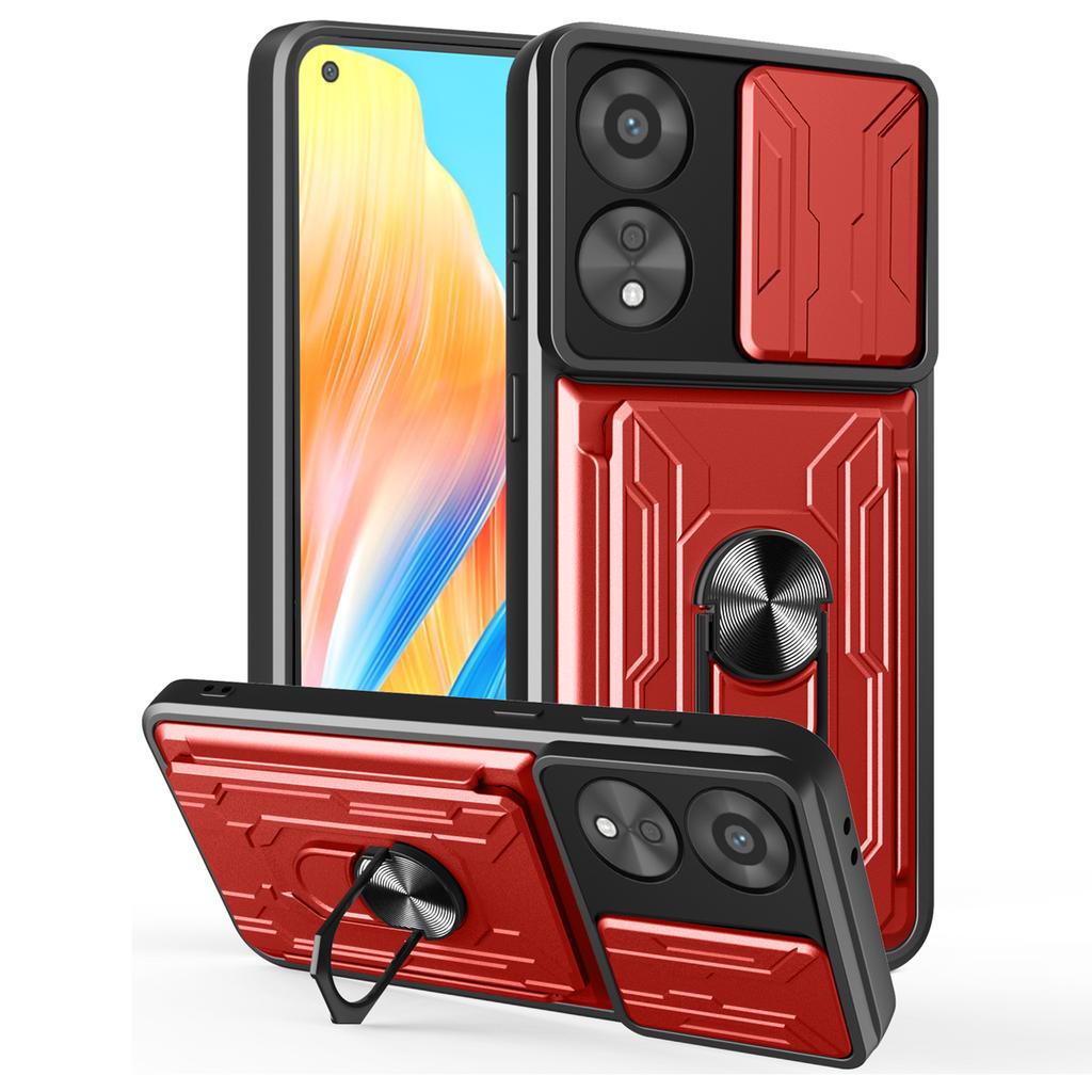 Für Oppo A78 4G Hülle PC+TPU Ständer Handy Rückseite mit Kameraschieber