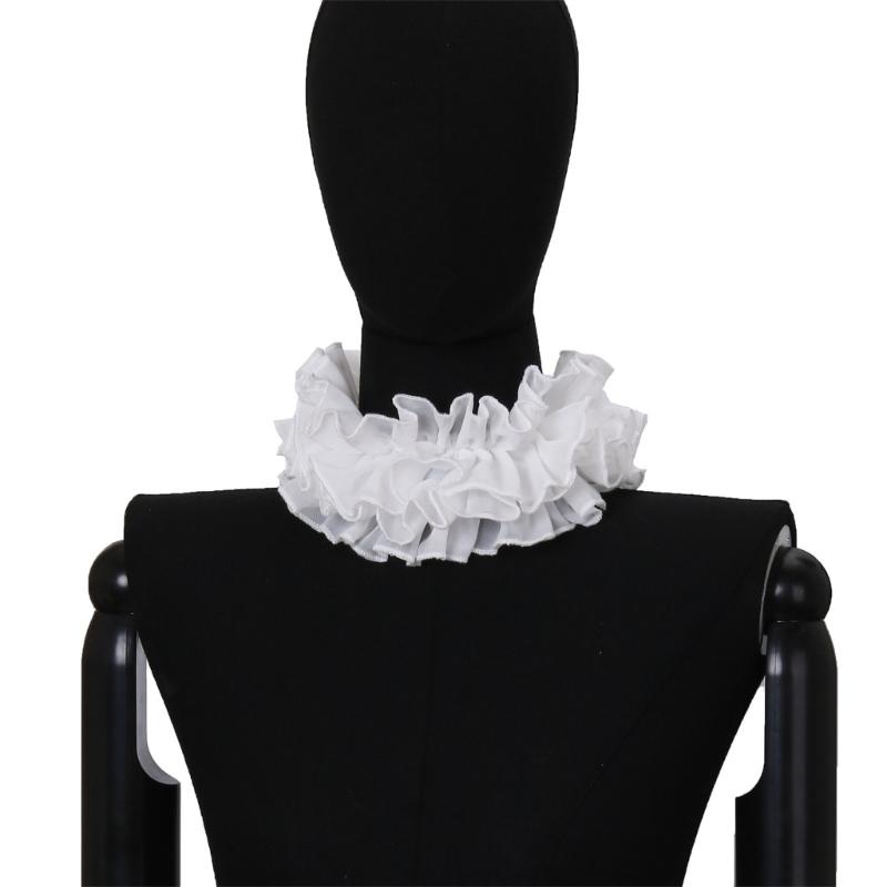 Elizabethan Ruffle False Collar Victorian Style Neck Ruff and Wrist Cuffs Set for Halloween Cosplay Costume Accessories