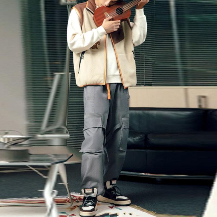 Li Ning Urban Outdoor Series Fleecová vesta Pánská Vesty Hnědá AMDR075-1