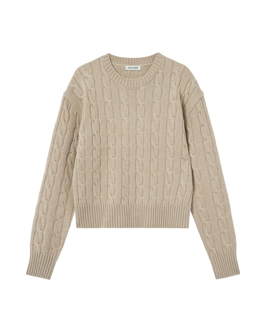 KEI CURRENT Cable Knit_Light Beige