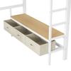 140 x 200 cm Metal Play Loft Bed with USB, LED, Desk, Open Wardrobe and 3 Laundry Drawers, White