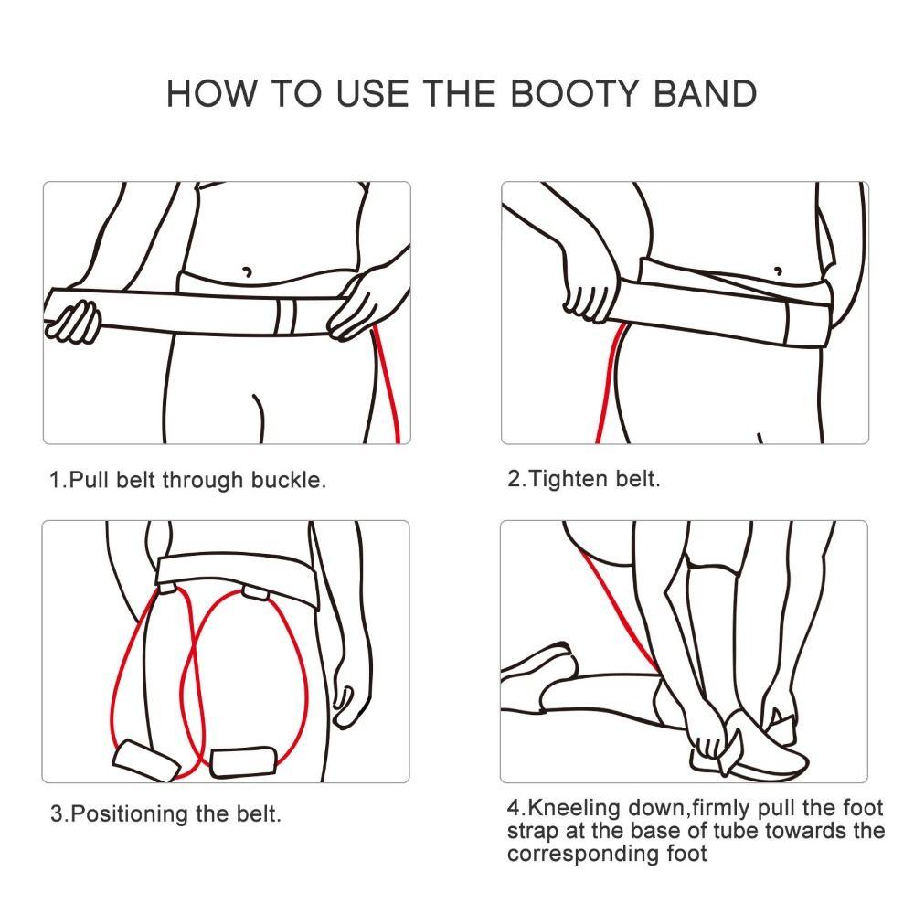 Non-Slip Strength Bands Padded Cuffs Booty Belt Portable Exercise Cord Fitness