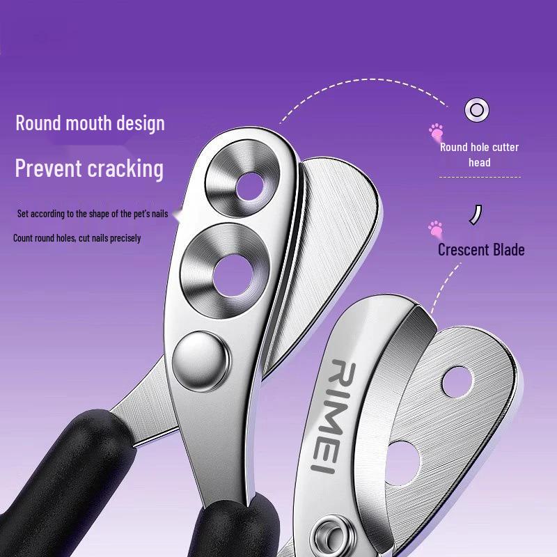 Pet Nail Clippers for Cats & Dogs - Single/Double Round Hole Design, Ideal for Grooming