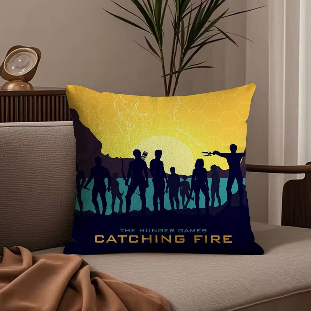 The H-Hunger Games Pillow Case Anti-dustmite Pillowcase Invisible zipper silky short plush Sofa cushion cover