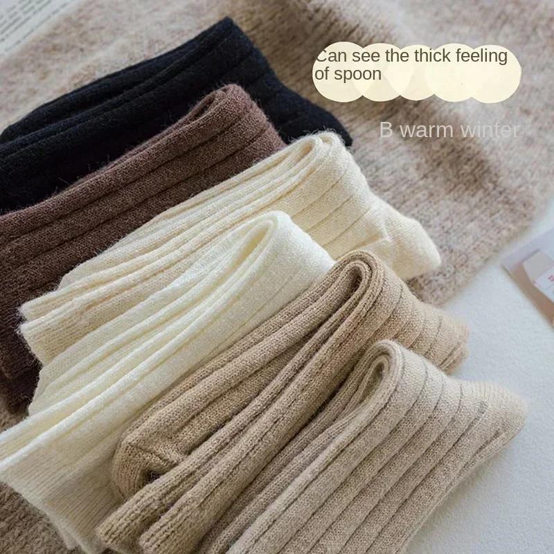  Winter Cashmere Sock Female Leisure Ankle Crew Fuzzy Autumn Winter Women Mid-calf Thickened Warm Soft Wool Socks
