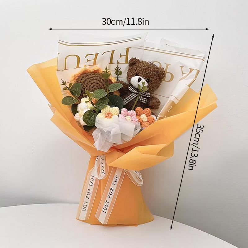 Crochet Flowers Bouquet Eternal Flower Wedding Gift for Guests Woven Sunflower Christmas Bouquet Cadeau Mariage Pour Invites